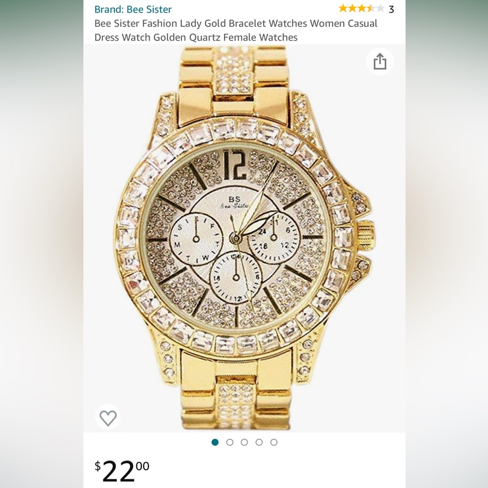 Bee Sister Fashion Lady Gold Bracelet Watches Women Casual Dress Watch Golden